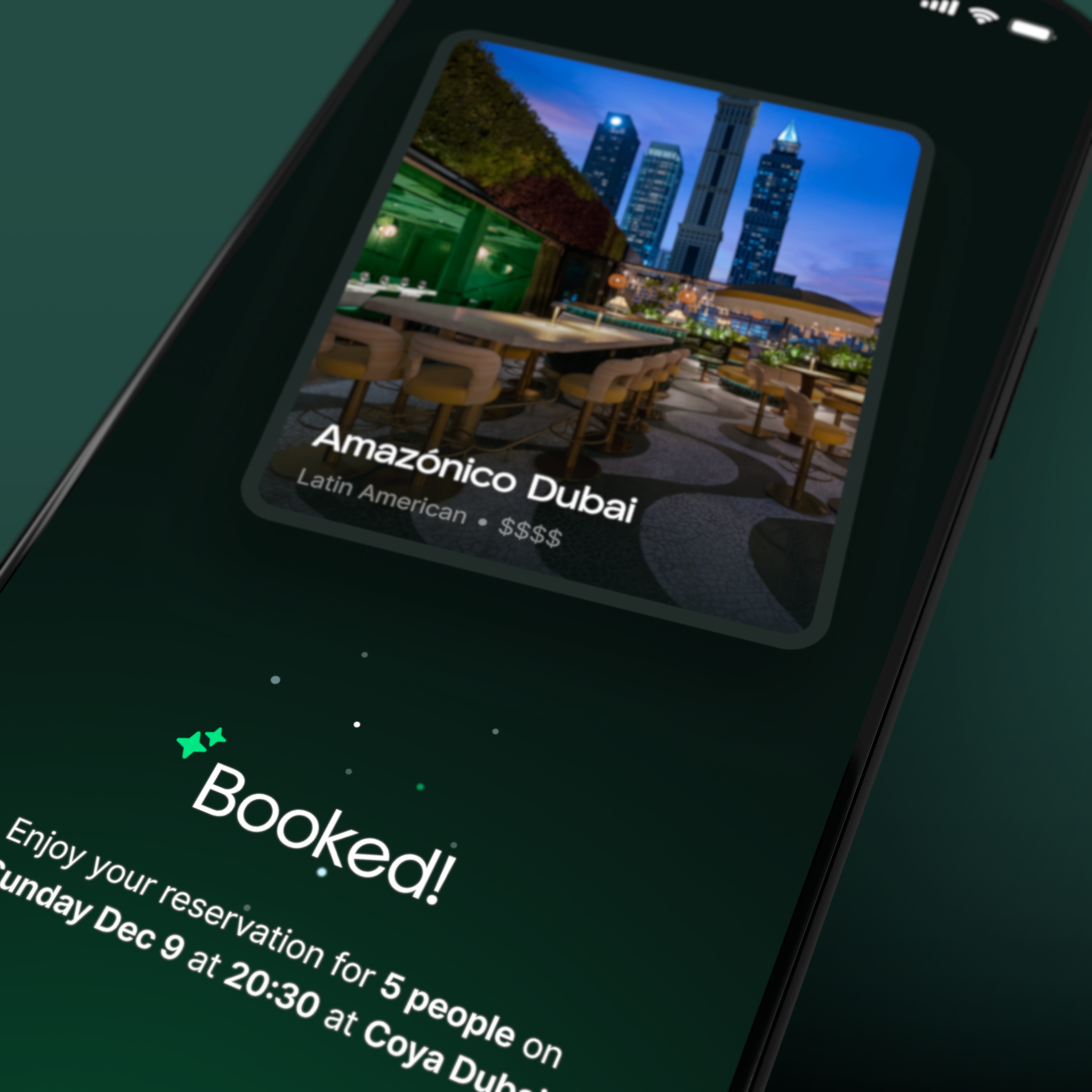 A table booked, confirmed in the flow