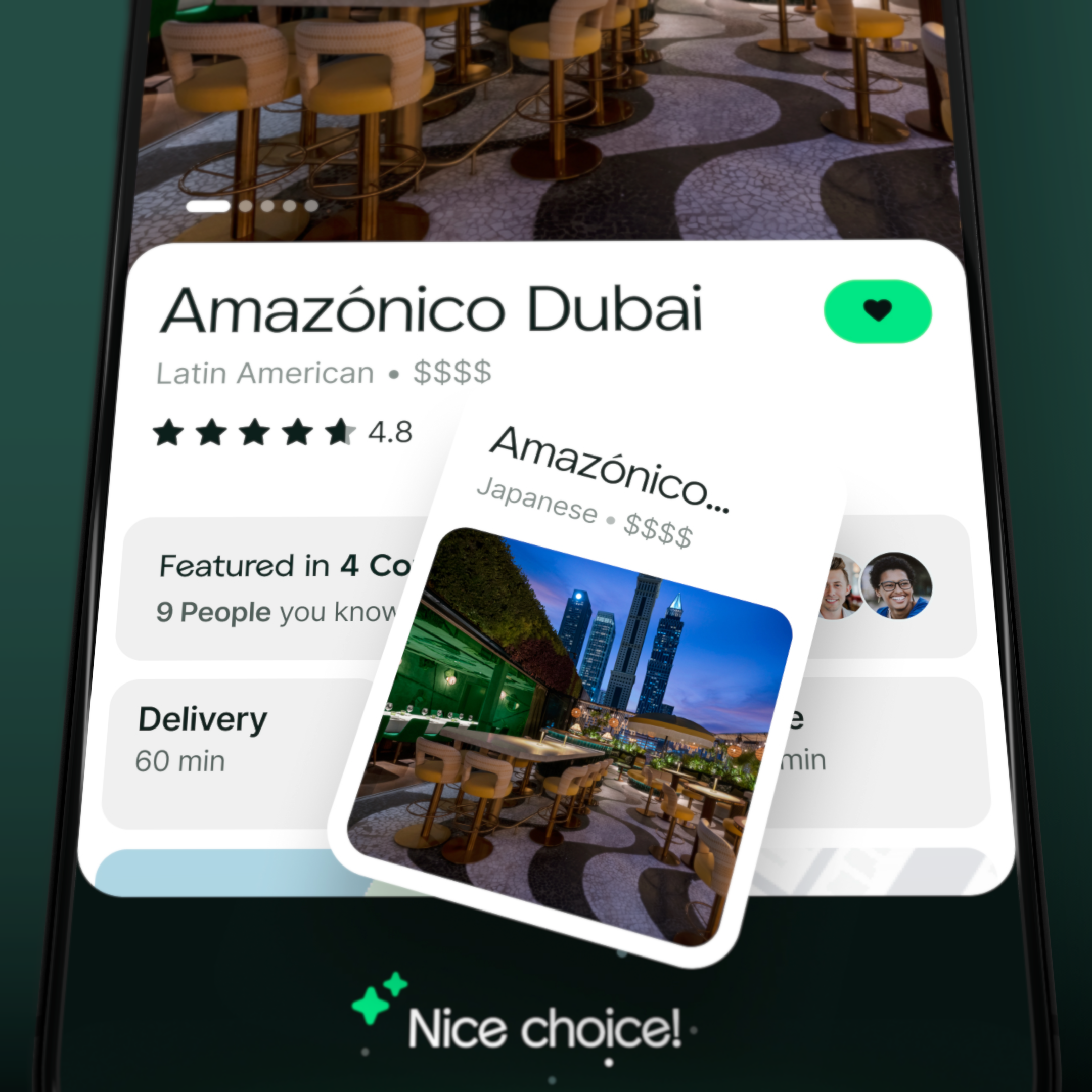 A restaurant, with the people who have been there